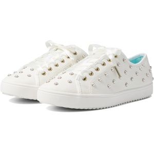 Brand New Kate Spade White Crystal-Embellished Canvas Sneakers